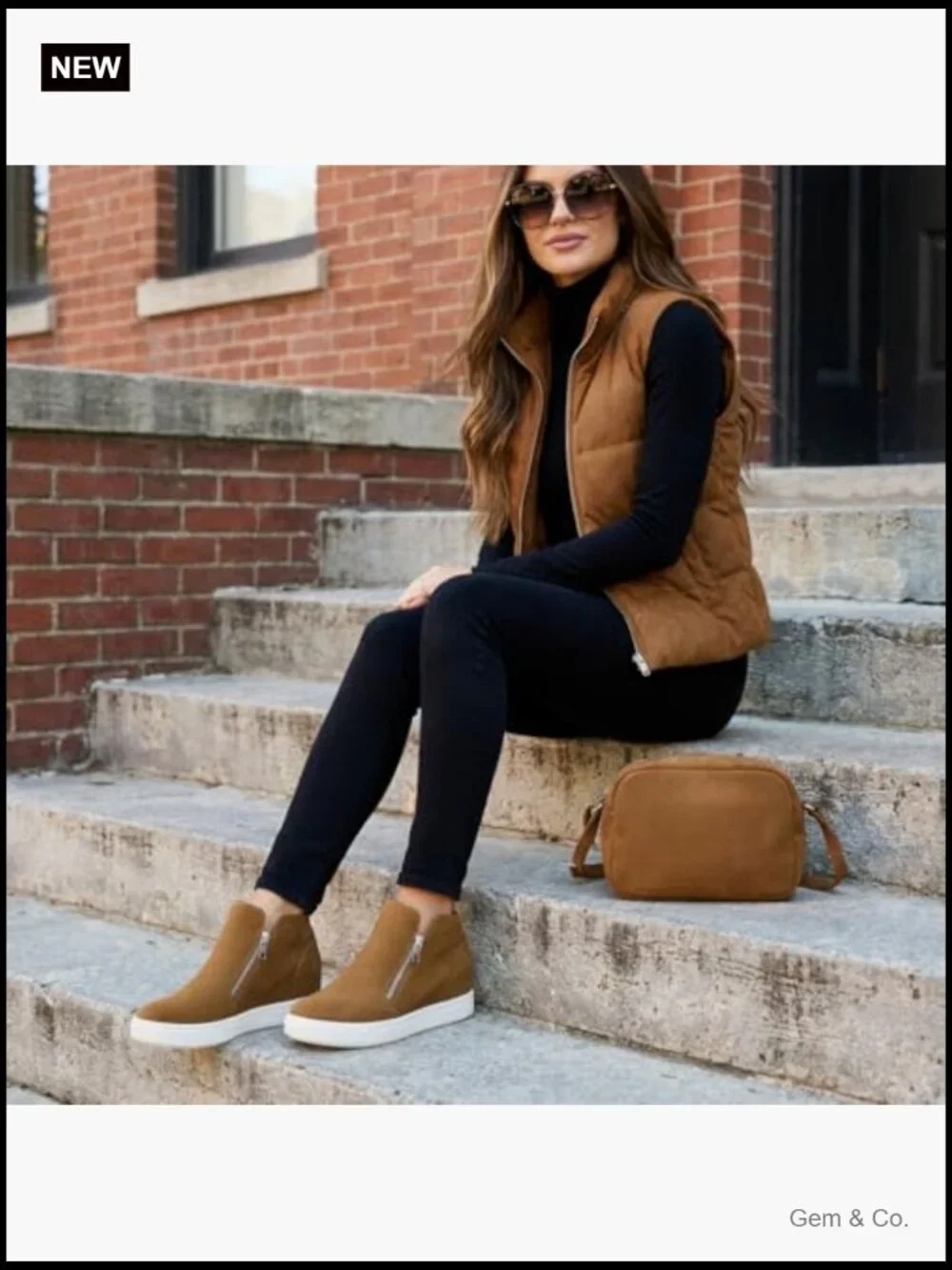 Wedge Sneakers with Dual Zippers - Lightweight Hidden Lift Fashion Sneakers